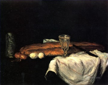 Impressionist Still Life Painting - Still Life with Bread and Eggs Paul Cezanne